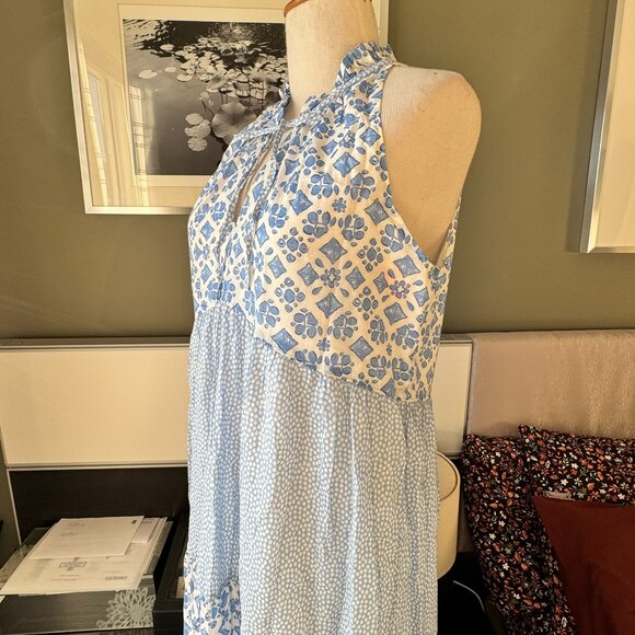 Vineyard Vines 100% Cotton Light Flowy Maxi Dress Floral Geometric Summer SMALL - Picture 9 of 12